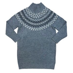 Gap Relaxed Fair Isle Mock Neck Mini Sweater Dress Medium Oversized Cozy Comfy